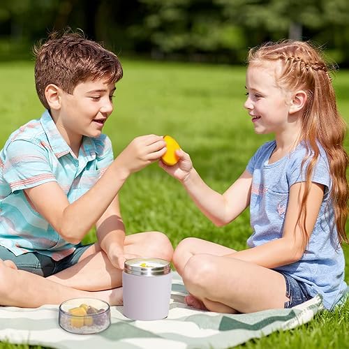 Miniatura 8 de Tarro de comida aislado 2 en 1, termo a prueba de fugas de 16.9 onzas con recipiente desmontable para aperitivos (6.7 onzas) y cuchara, recipiente