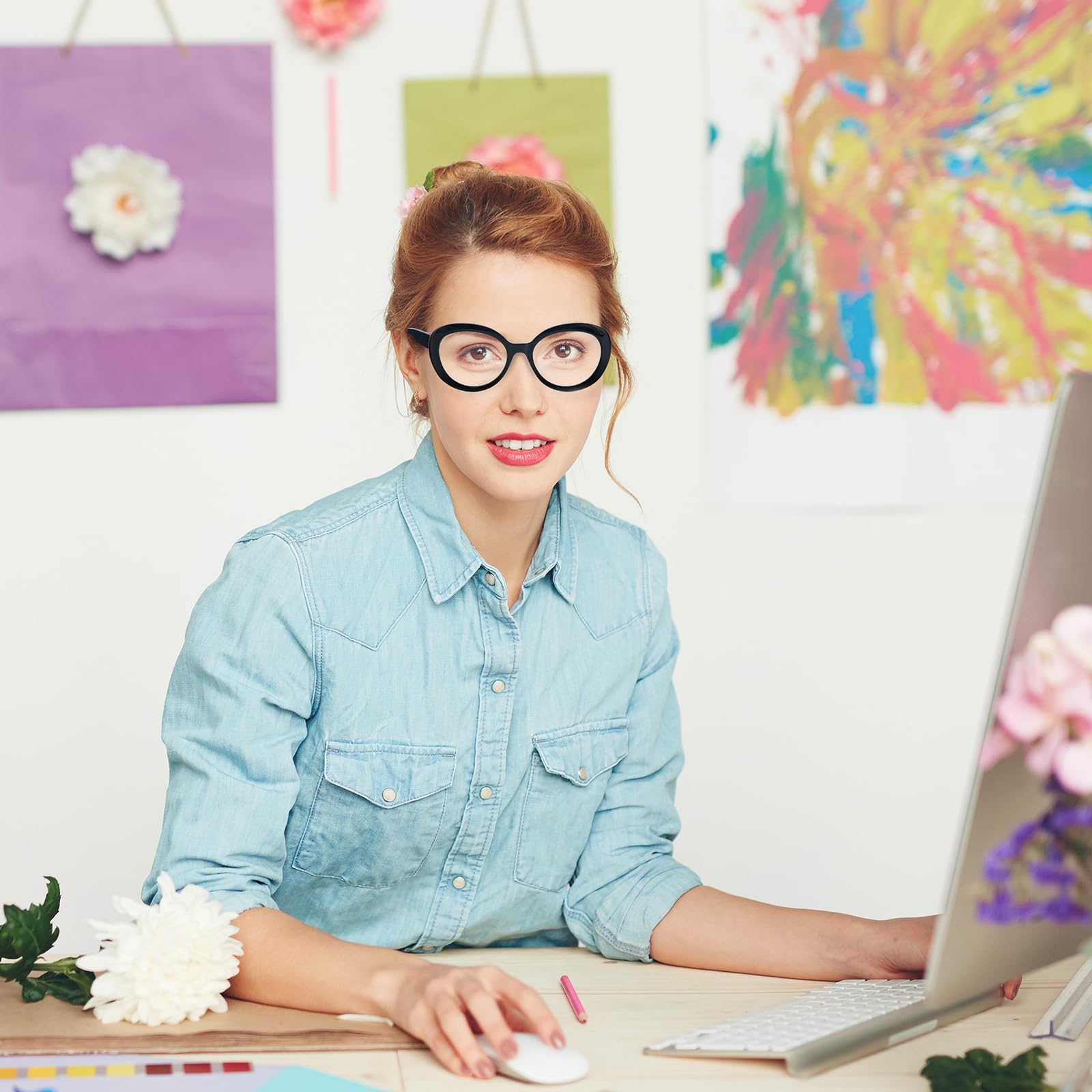 KoKoBin 3 confezioni di occhiali da lettura da donna vintage oversized, lettore di anti-luce blu computer alla moda (3 Pacco, 3.5)