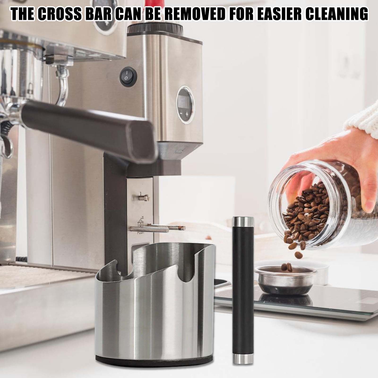 Recipiente para portafiltros, 600 ml de acero inoxidable, bandeja para eliminar fácilmente el café mojado para cafetera expreso (plata)