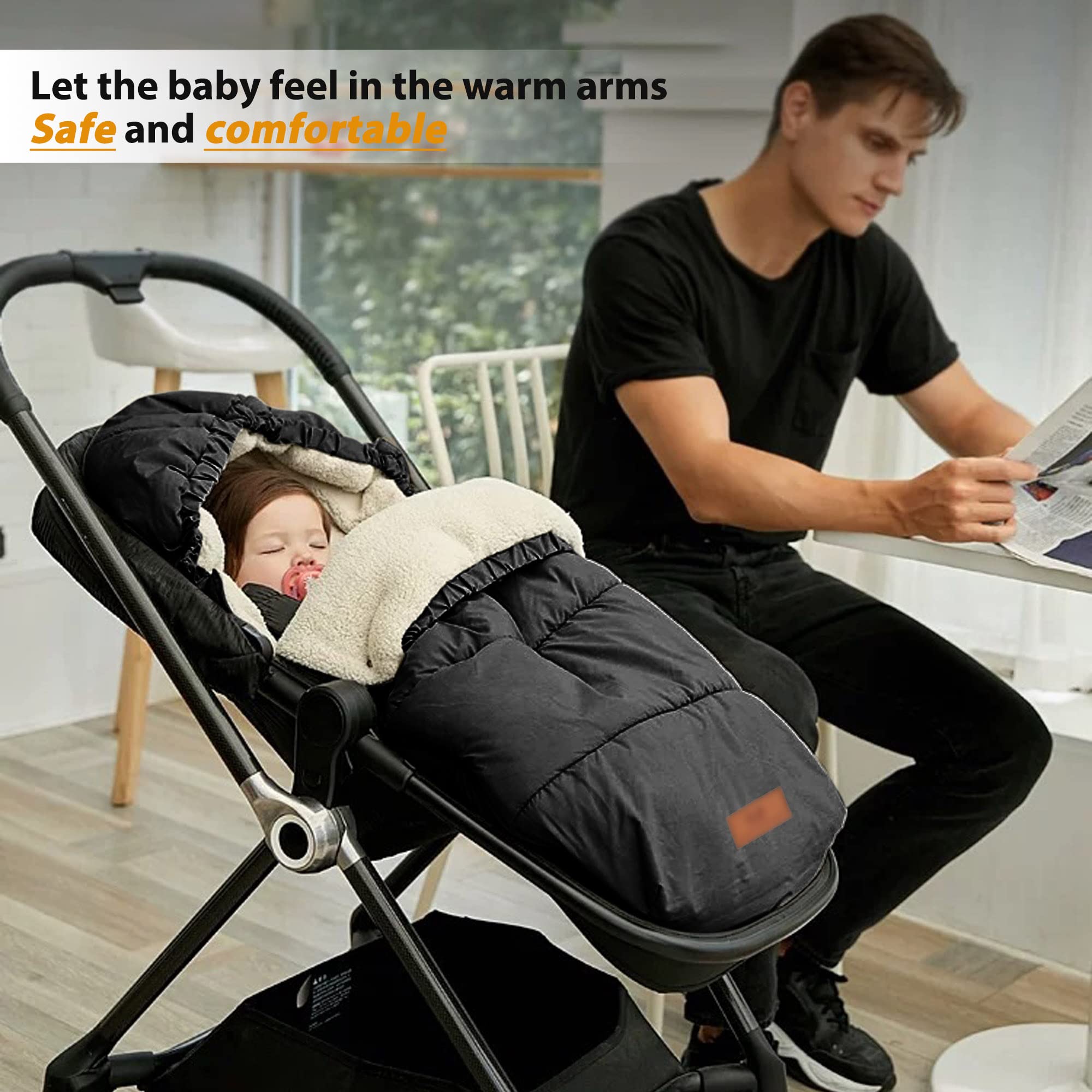 LAT Baby Pushchair Footmuff (B, Black), red black - Image 4