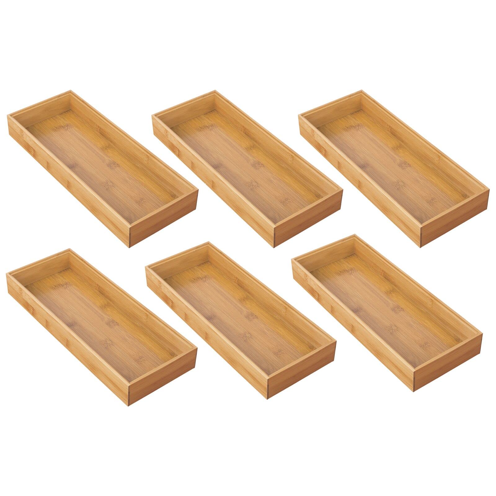 mDesign Aufbewahrungsbox für den Schreibtisch – vielseitige Schubladenbox aus Holz – stapelbarer Schubladen Organizer für Schreibwaren und Bürobedarf – 6er-Set – naturfarben