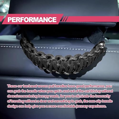 Miniatura 4 de Juego de 2 asas de agarre para reposacabezas anticolisión de seguridad, para asiento delantero y trasero, kit de asas de agarre para barra