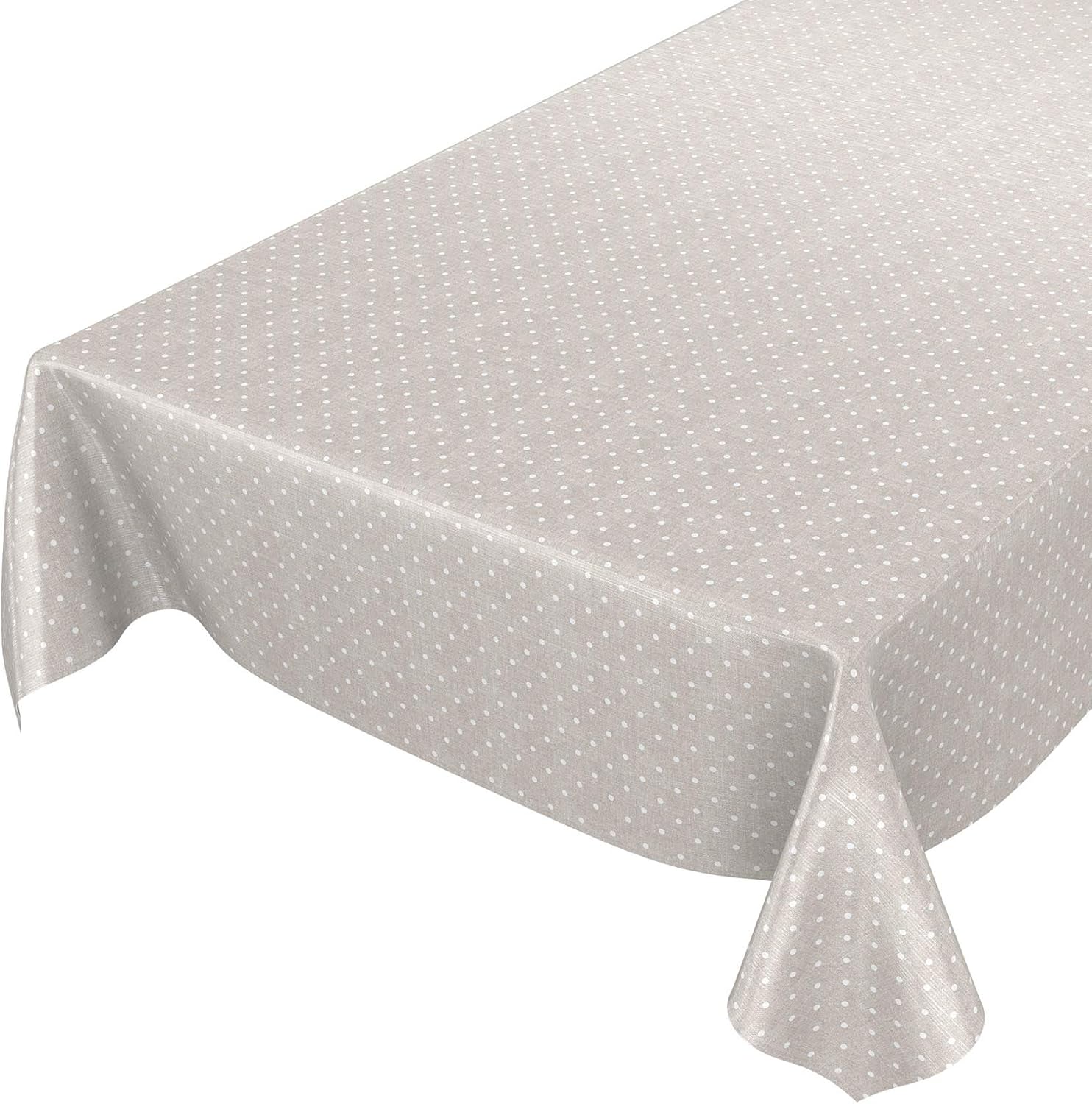 ANRO Nappe en Toile cirée de Couleur Unie à Pois, Nappe Beige avec