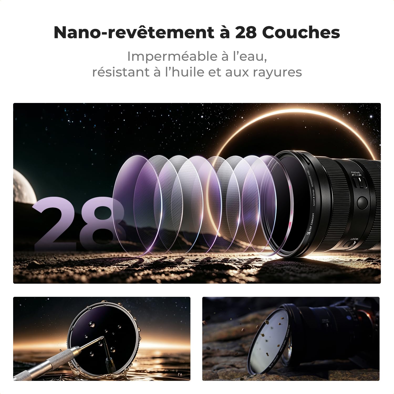 K&F CONCEPT Nano-X seria 95 mm ND1000000 filtr stały filtr ND szary do fotografii zdarzeń nieba (20 stopni przysłony)