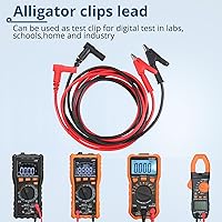 Vista 5 de 1 par de cable de prueba conector banana a pinzas cocodrilo, 100cm/3.28ft, corriente nominal de 15A, voltaje máximo de 1000V, cable de prueba