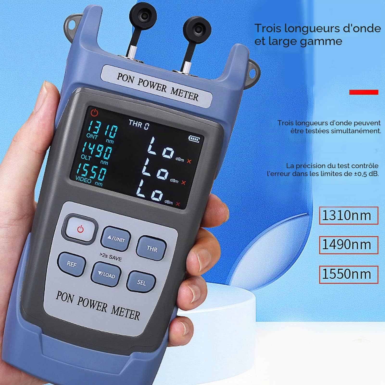 Luqeeg Mesureur de Puissance de Fibre Optique, Localisateur de Défaut D'indicateur de Puissance Optique avec Connecteur SC FC et Adaptateur USB, Compteur de Puissance Optique, Optical Power Meter