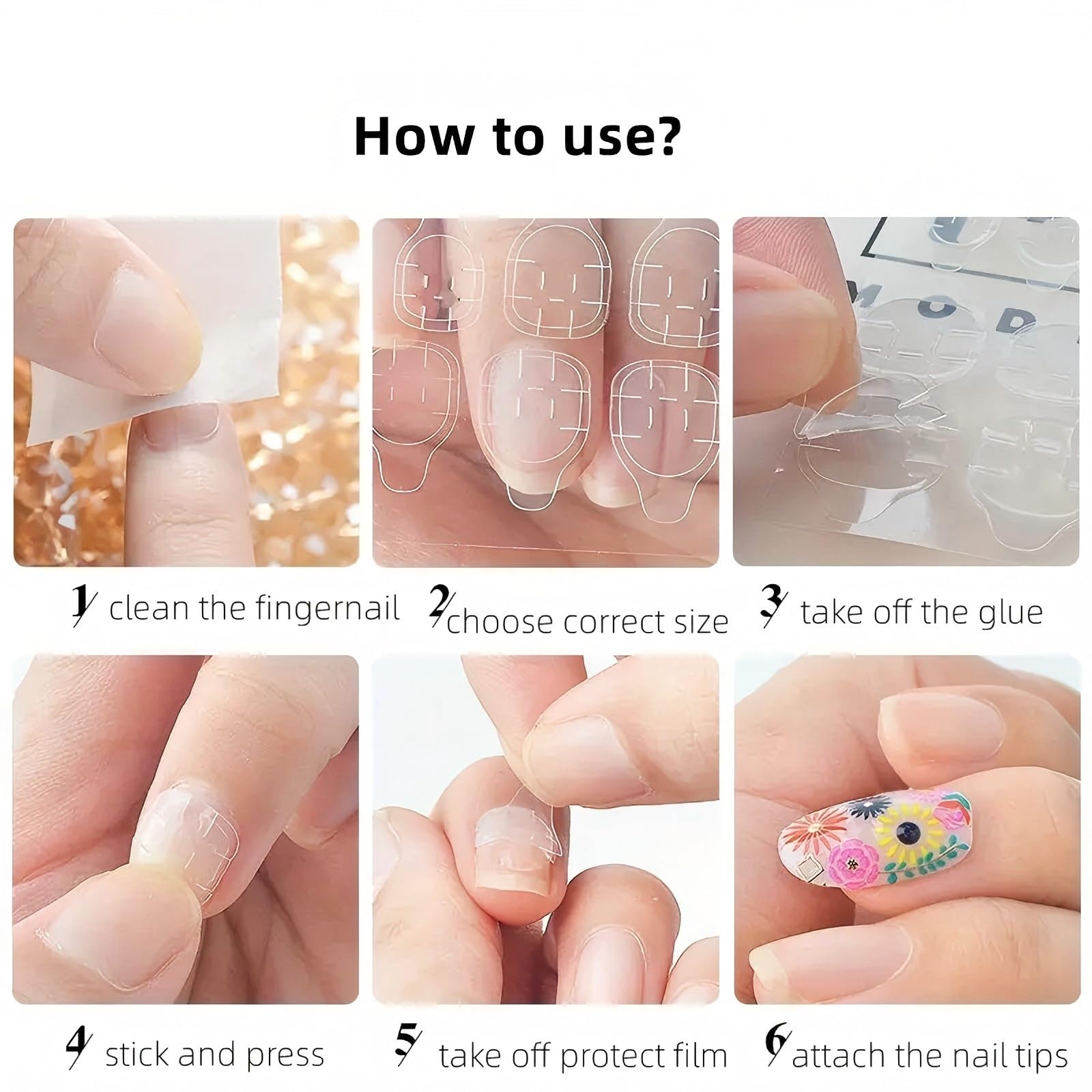 Lot de 720 tampons adhésifs pour ongles avec 24 tampons par feuille - Colle gel pour accessoires de salon de manucure et bricolage