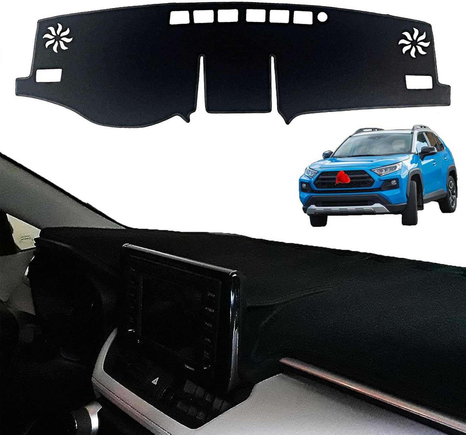 Dash Cover for Toyota RAV4 2025 2024-2019 Dashboard Cover Mat Dash Carpet Cover Protector - Center Console Cover Sunshield Protector Pad for Toyota RAV 4 Accessories (Black)