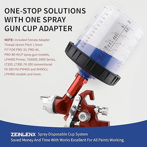 Miniatura 3 de Vaso Desechable para Pistola de Pintura, Vasos de Mezcla para Pistola Pulverizadora HVLP de 20 Onzas (600ML), Kit con 50 Vasos y Tapas Sistema, 10