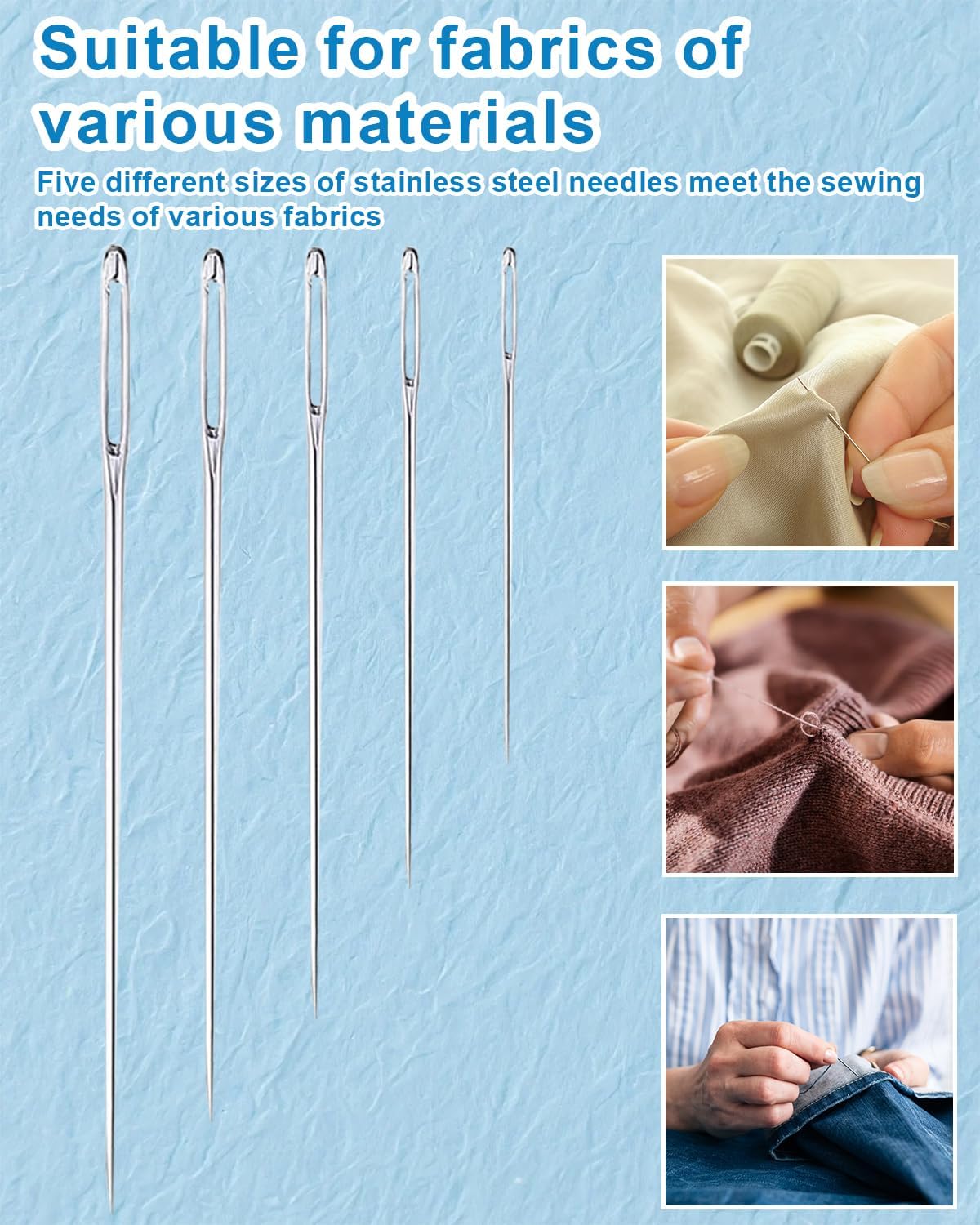 Big Eye Steel Sewing Needles Kit, Stainless Steel Needles for Hand Sewing, 2025 New Sewing Kits, Beginner Sewing Kit, Adequate Needles and Thread, Student Dormitory Sewing Kit (8c-38pcs) - Image 3