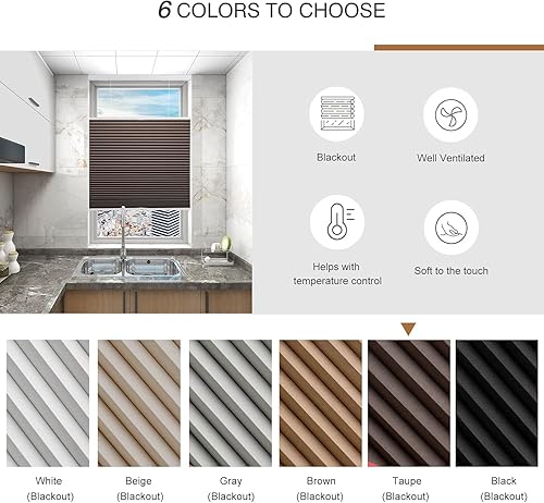 Miniatura 2 de Changshade CEL27TP50E - Persianas celulares opacas sin cables, de arriba hacia arriba, plisadas de una sola celda de 1.5 pulgadas, para oscurecer la