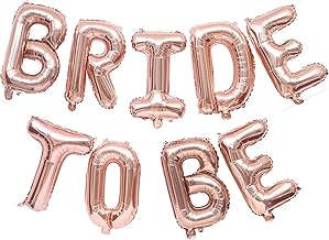 Pop The Party Big Bride to BE Balloons Rose Gold 16" Letters Banner - Bachelorette Party Decorations Kit - Hen Party Supplies and Favors - Bridal Shower and Hen Party Decorations Set