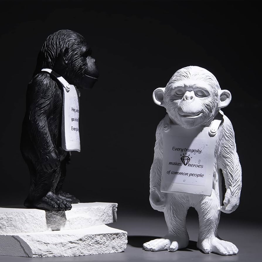 Newmyth Chimpanzee Gorilla Statue Resin Art Craft Banksy