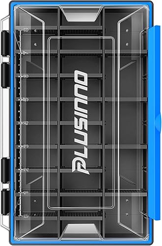 PLUSINNO Organizador de Caja de Aparejos, Paquetes de 1/2, Bandejas de Aparejos Impermeables, Caja de Aparejos de Pesca con Divisores Removibles,