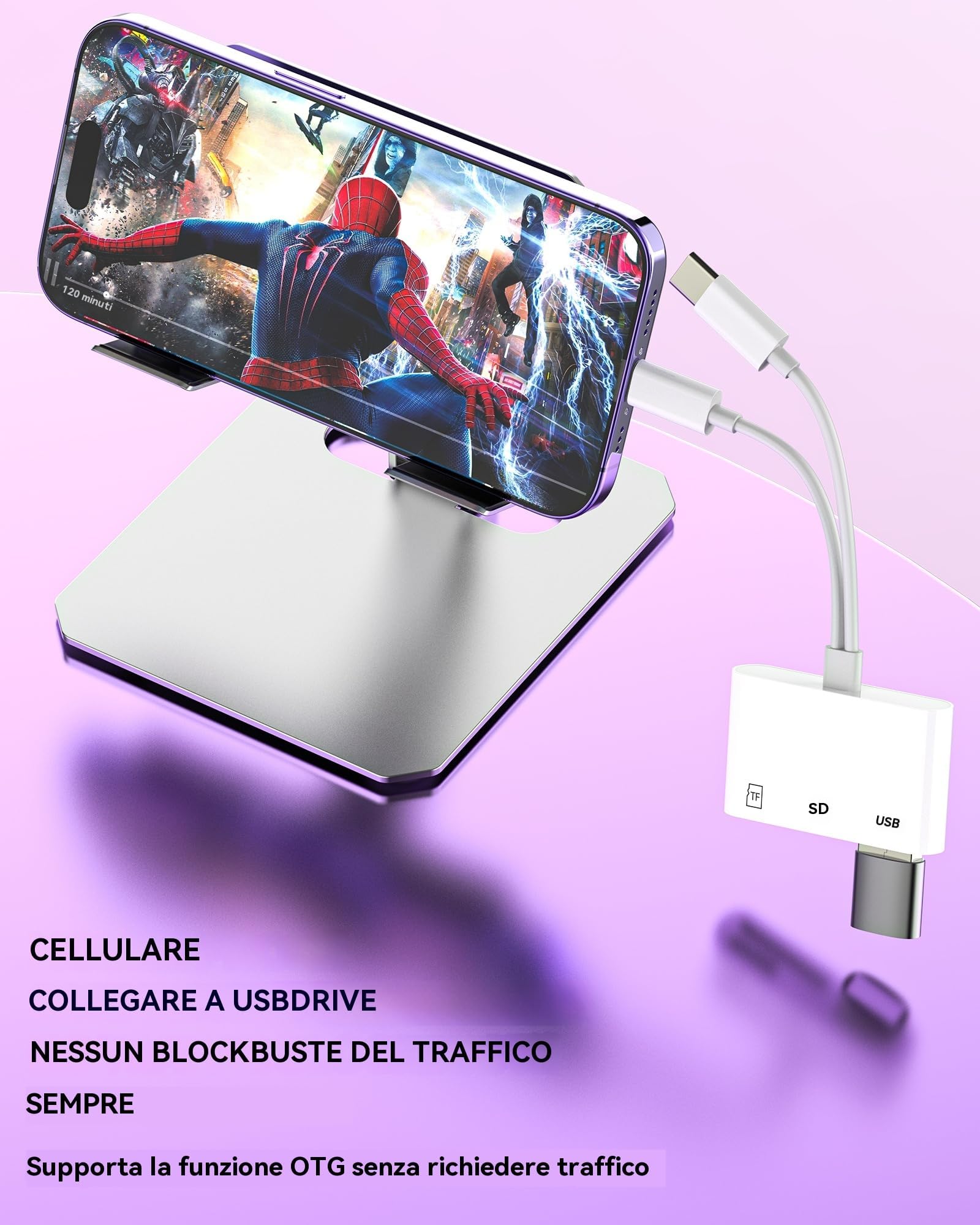 Adattatore USB C Lightning a Lettore Schede SD Micro SD Card per Apple per iPhone 15 per iPad MacBook Pro compatibile per Samsung Memoria USB 3.0 OTG Fotocamera Macchina Fotografica Memory Reader Cavo