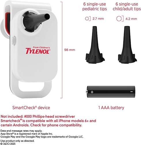 Miniatura 5 de Tylenol SmartCheck 2.0 Digital Ear Scope de niños, otoscopio con luz para iPhone y Android, cámara auditiva; incluye 1 abrazadera de otoscopio, 12
