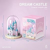 Vista 5 de Juegos de arquitectura de bloques de construcción de juguete, juego de castillo rosa, juego de bloques de construcción de casa en miniatura, 1743