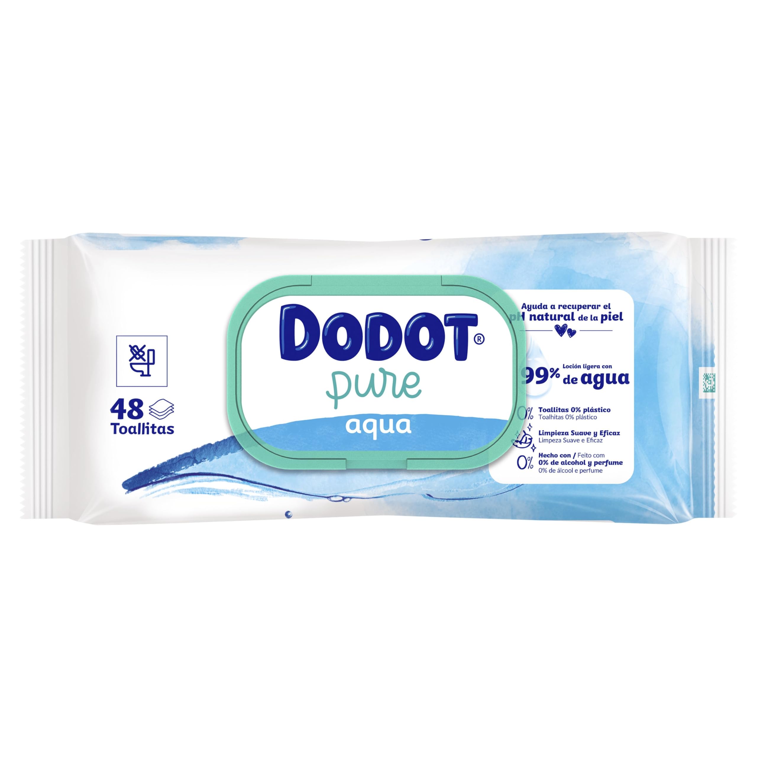 Dodot Pure Aqua Baby Wipes, 864 Wipes (18 Packs of 48 Count), Helps Restore Skin Natural PH, 99% Water, Plastic Free — view 2