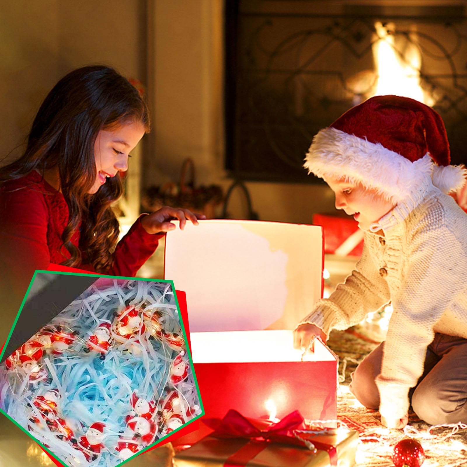 Stringa Di Luce Natalizia A Forma Di Babbo Natale Con 20 LED, 2 Metri, Batteria (Non Incluse), Ideale Per Decorazioni Albero Di Natale, Casa, Giardino, Festa