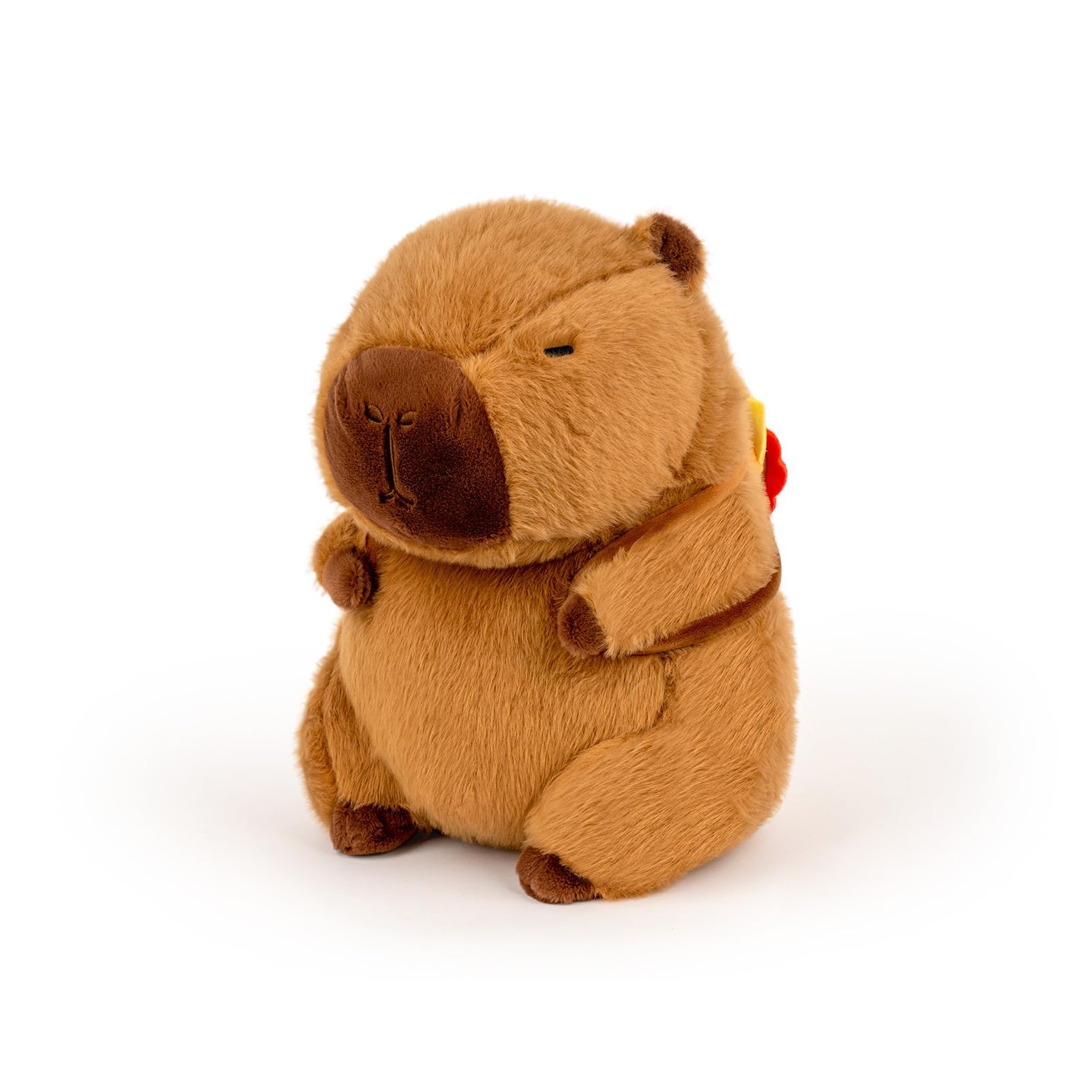 Capybara Plush 13 Inch Stuffed Animal, Cute Capybara Toy with Hamburger Backpack, Brown, Gift for Kids Birthday