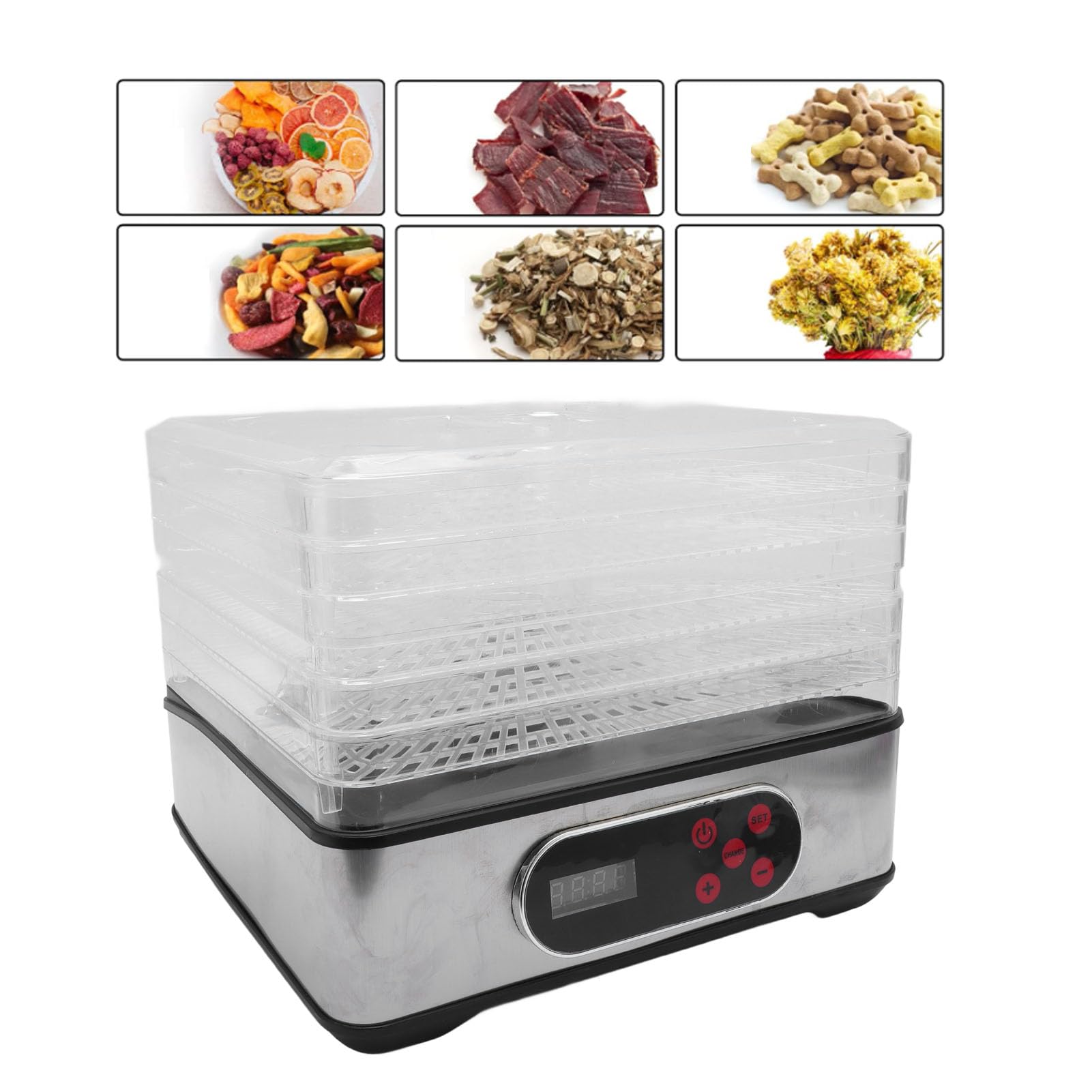 Dehydrator, Gefriertrockner mit Temperaturkontrolle und Timer Elektrische Trocknungsmaschine Lebensmittel Dehydrator Lebensmittel Dehydrator für Fleisch Kräuter Rindfleisch Obst Gemüse Gemüse
