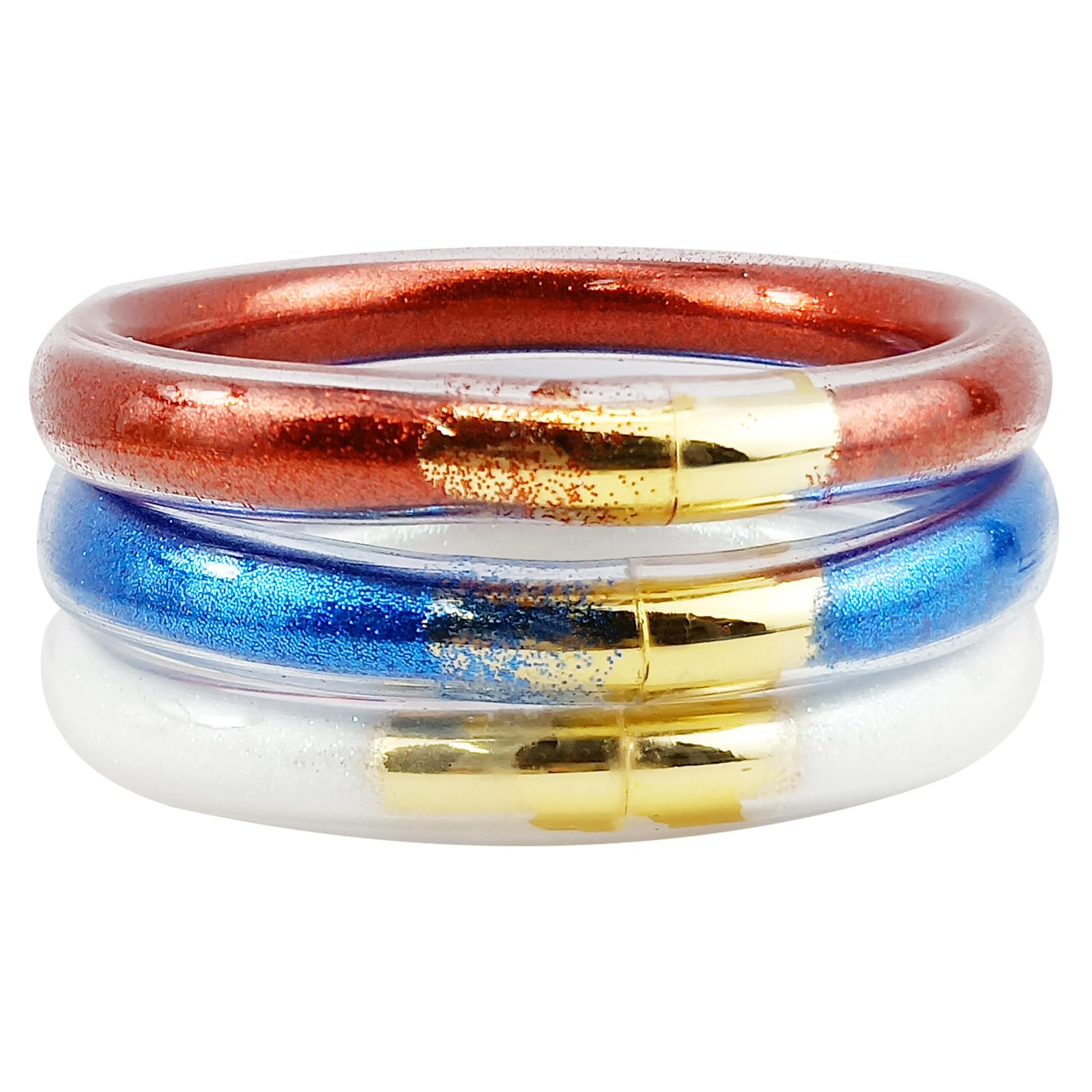 YBMYCM3PCS Glitter Jelly Bangles Bracelets Set for Women Glitter Filled Jelly Silicone Bracelets