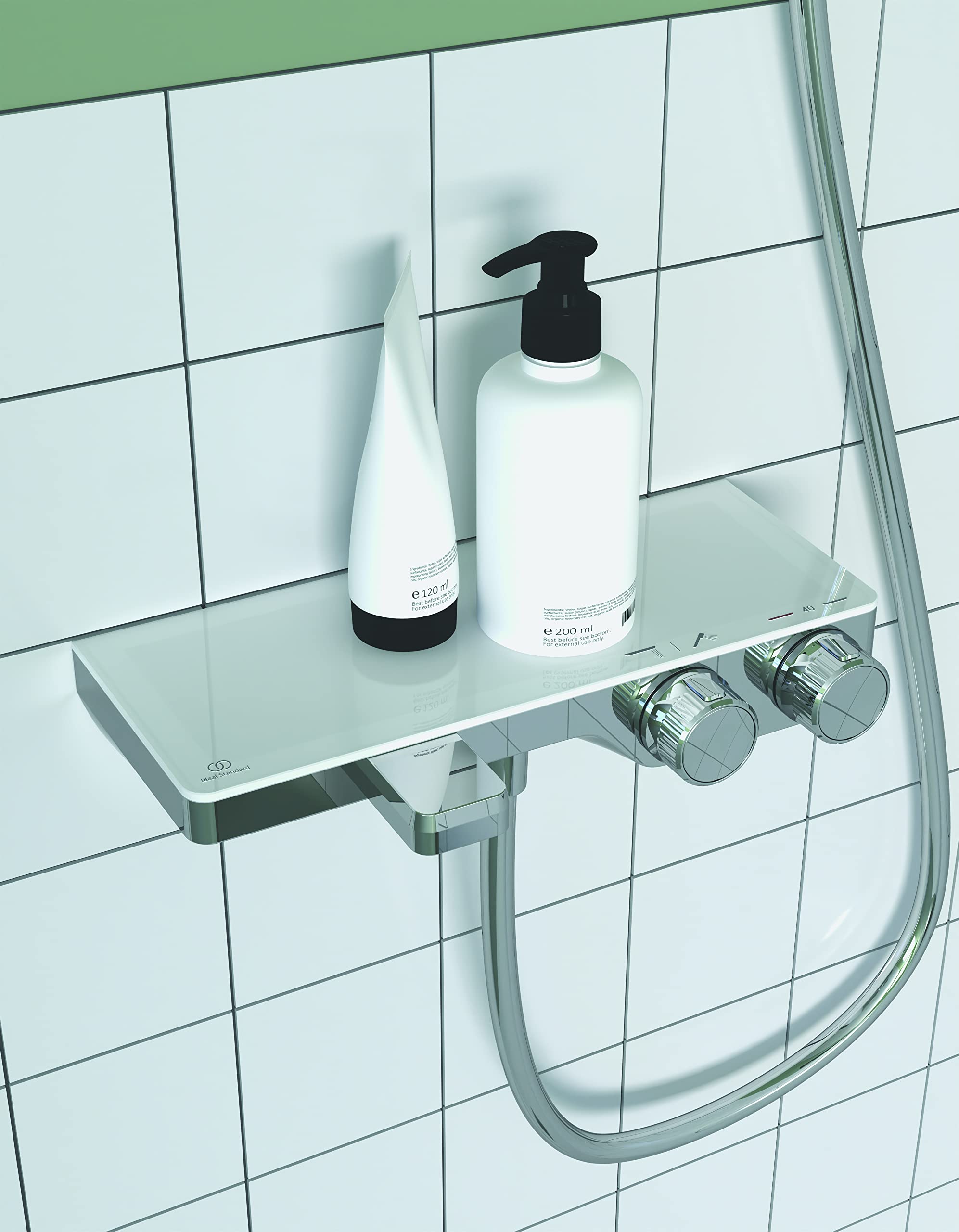 Ideal Standard Termostatyczna bateria prysznicowa i wanna z półką CERATHERM S200 do montażu ściennego chrom A7330AA
