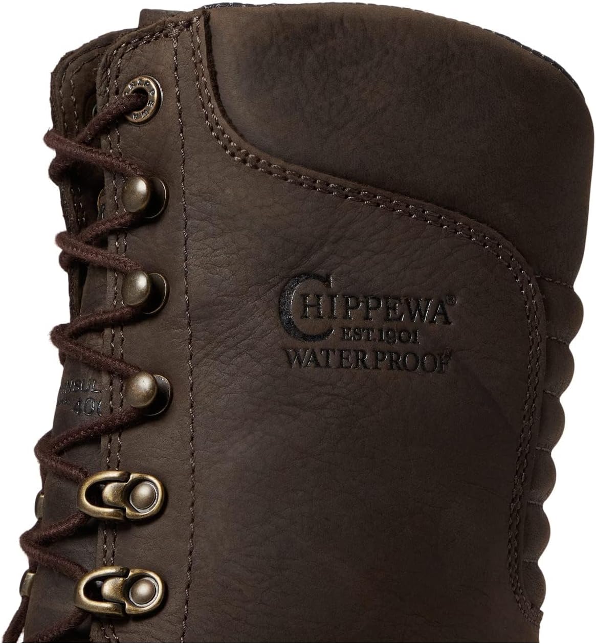 Chippewa Thunderstruck Men's Waterproof Insulated Work Boots, Logger Style, Brown Leather, Slip & Oil Resistant, EH Rated