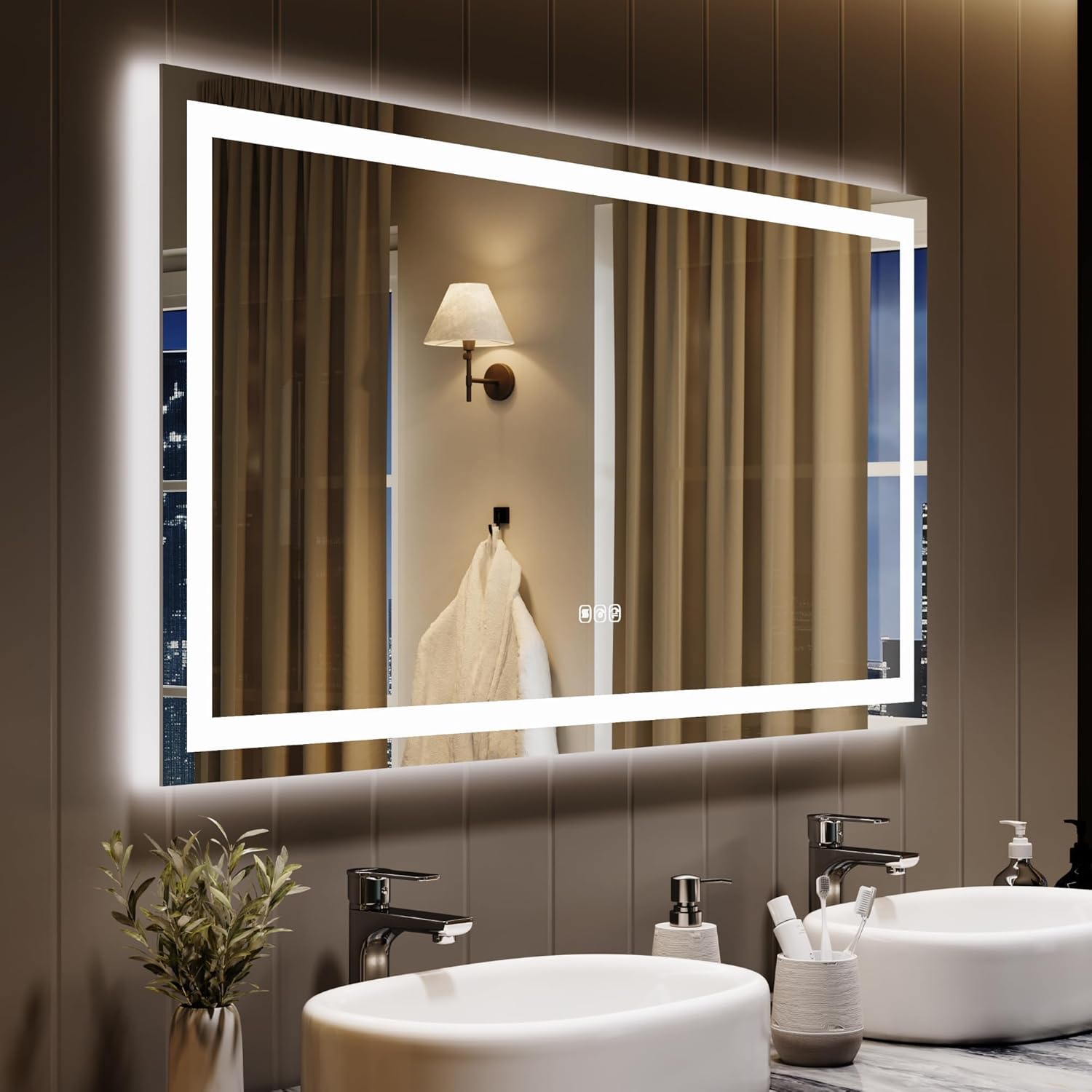 60x30 Inch LED Bathroom Mirror with Dimmable Lighting, Anti-Fog, Backlit and Front Lit, Smart Vanity Mirror with Memory Function, Shatter-Resistant, Horizontal or Vertical Wall Mount