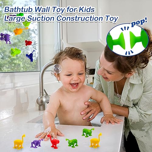 Miniatura 6 de Juguetes de succión para bebé, 45 juguetes de succión para niños, bloques de construcción de silicona para bañera, juguetes de liberación de estrés,