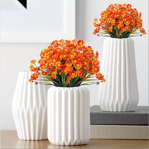 Miniatura 5 de Flores artificiales de margaritas para exteriores, 20 paquetes de flores falsas resistentes a los rayos UV para exteriores, plantas de plástico