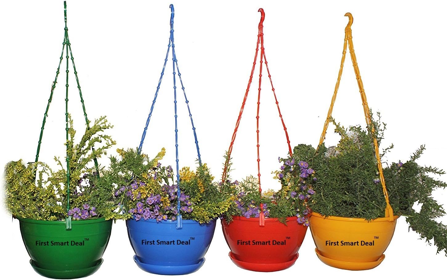 EaglesFord Plastic Hanging Pot Multi - Pack of 4