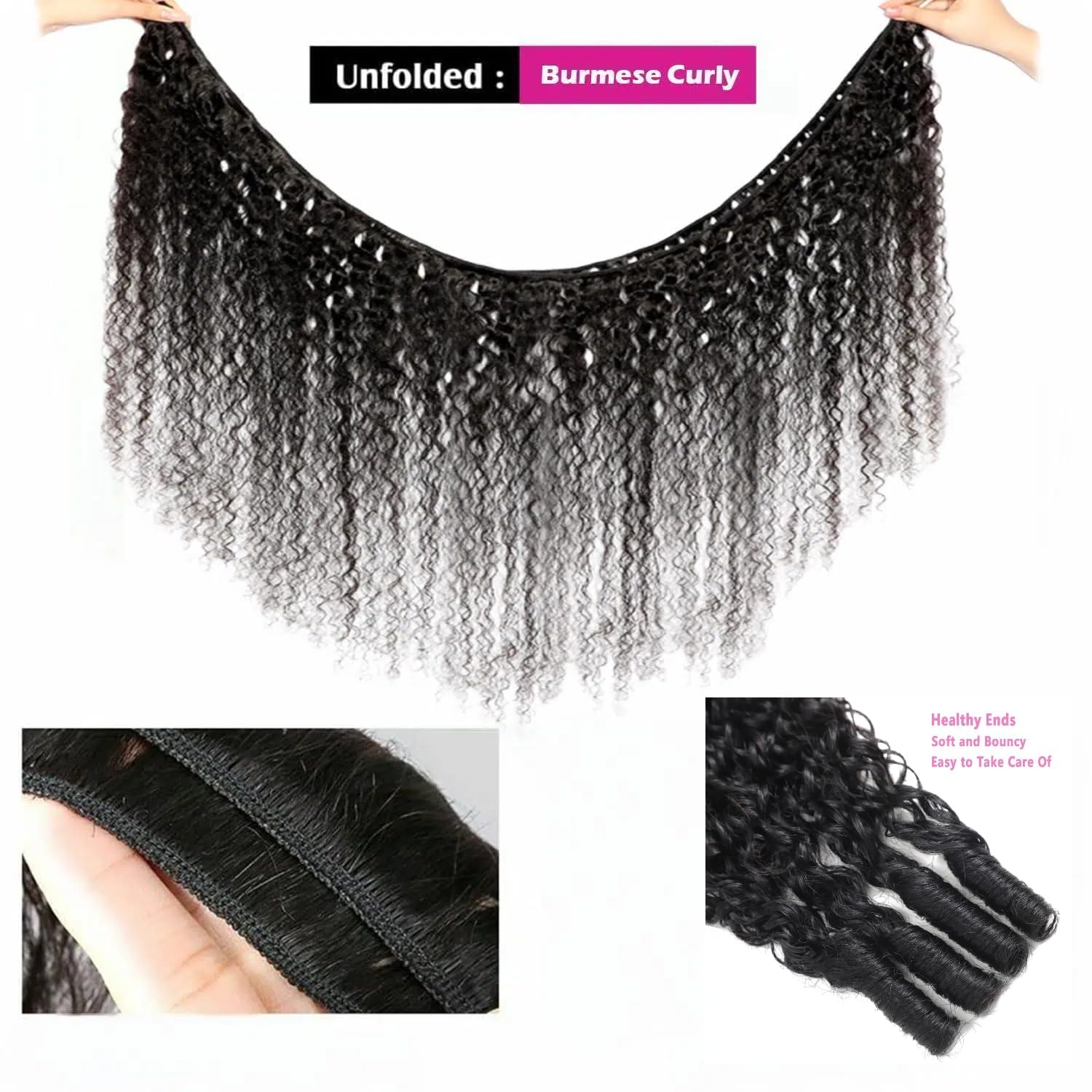 4 Bundles Burmese Curly 3C4A Spiral End Water Wave Human Hair Extensions 12-18 Amazon.com : Ceoltay Burmese Curly Bundles Human Hair 12  main image 2
