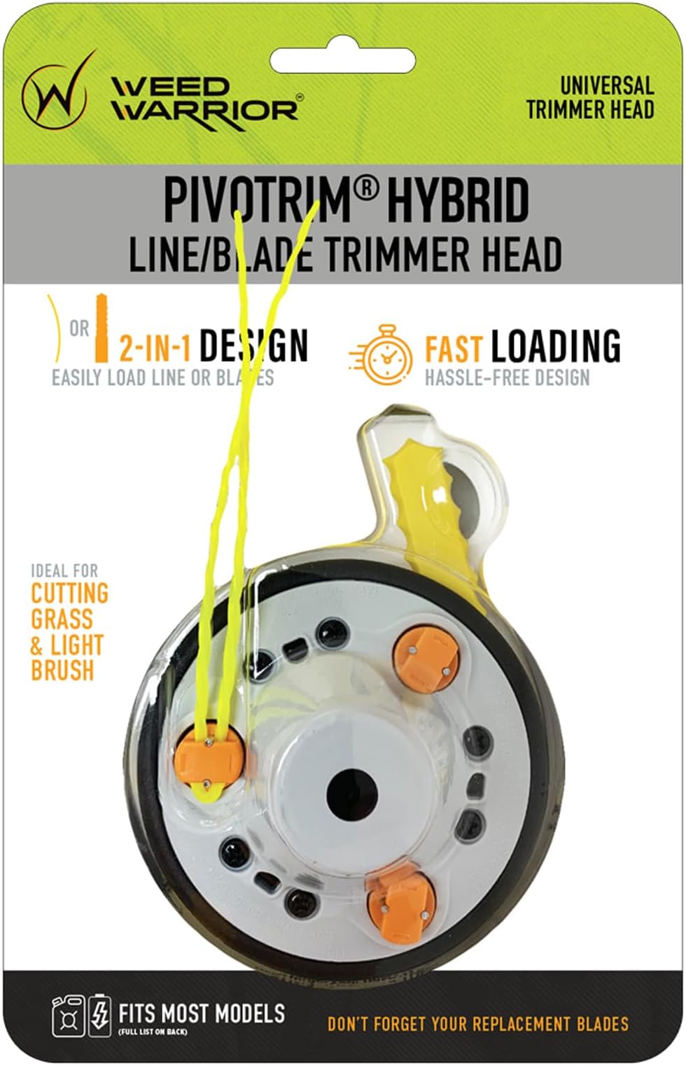 Pivotrim Rino Tuff Universal Hybrid String and Bladed Trimmer Head Replacement,Black