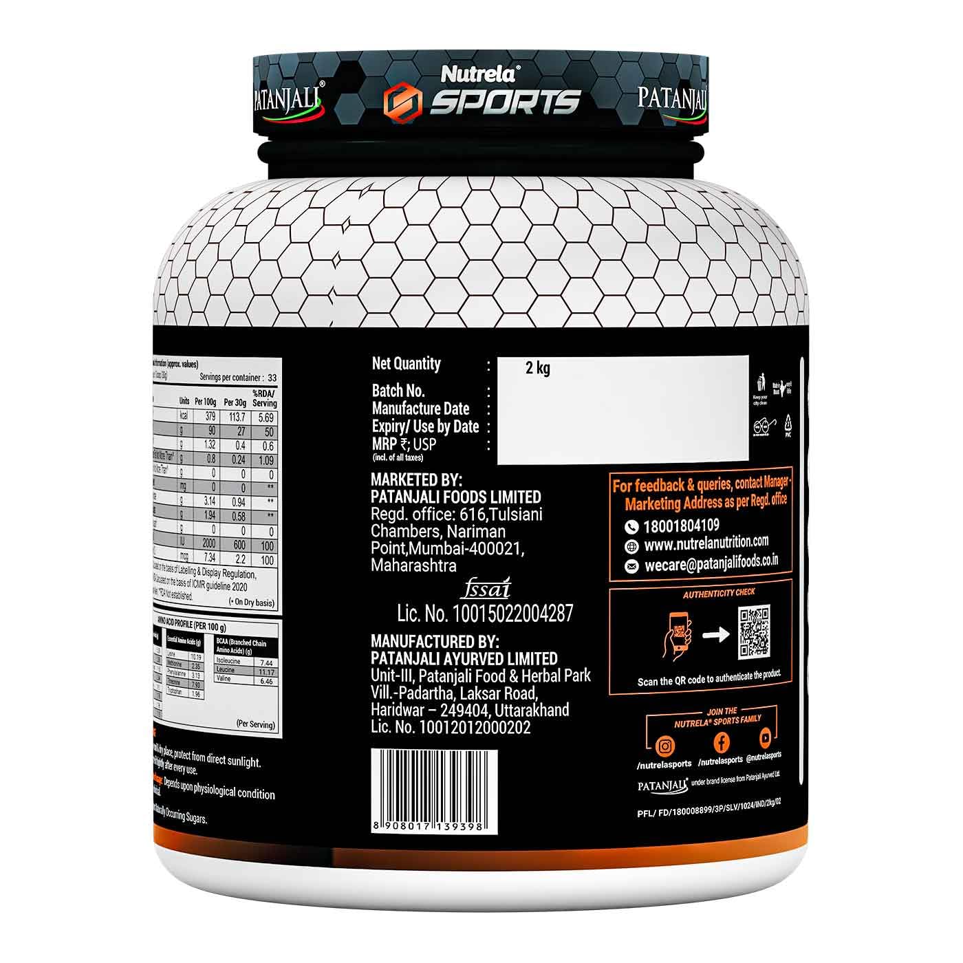 NUTRELA Sports By Patanjali Whey Protein Isolate Powder Chocolate 2kg | 27g Protein Per Scoop, 33 Serving, Fast Absorbing & Easy to Digest, Helps in Muscle Recovery, Vegetarian — Amazon image 8