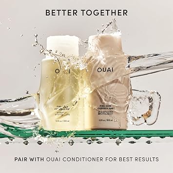 OUAI Fine Travel Size Shampoo - Volumizing Shampoo for Fine Hair with Keratin, Biotin & Chia Oil - Cleans Without Clumping - Parabens, Phthalates & Sulfates Free (90ml)