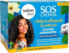 Salon Line S.O.S Cachos Creme Relaxante Antiencolhimento e Nutrição com Óleo de Algodão, 200g