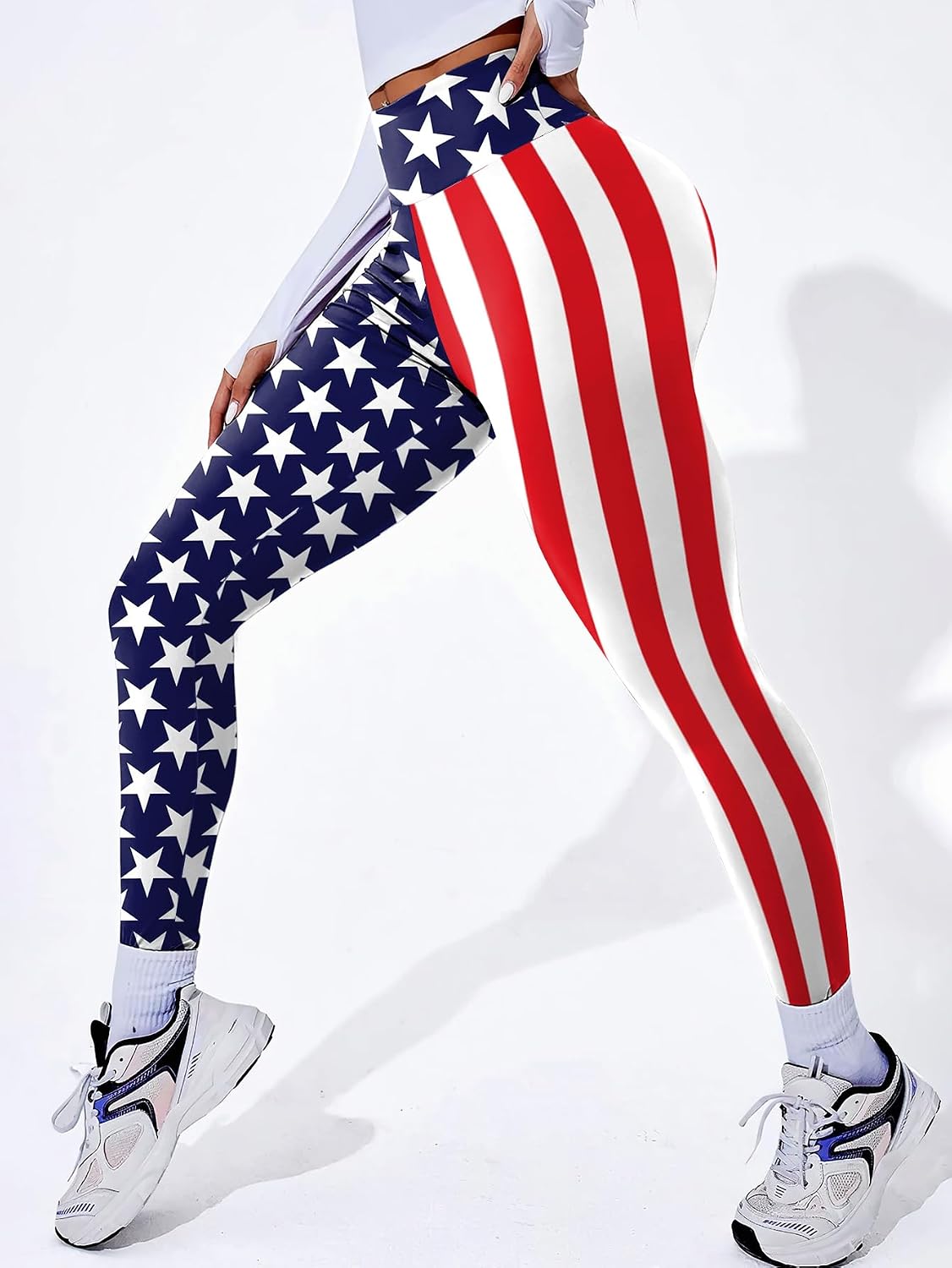 YaNuts High Waisted Leggings for Women,American Flag Workout Leggings for Women Soft Running Pants