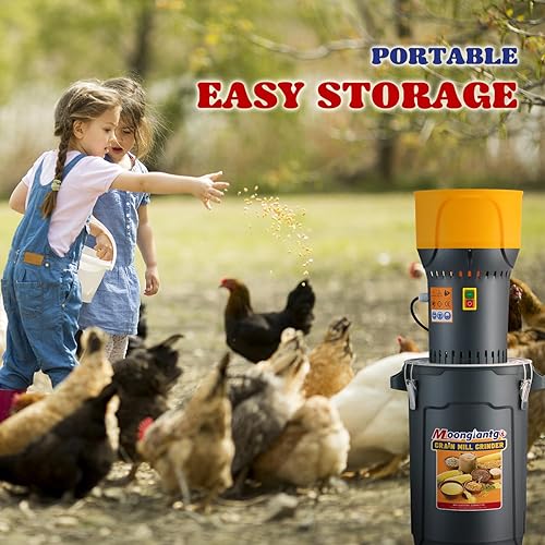 Miniatura 7 de Moongiantgo Molino de grano molinillo eléctrico de maíz de 1300 W, molino de cereales secos, desprendible, cubo y tolva de 6.6 galones, con 5