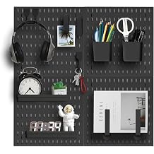 Pegboard Wall Organizer Kit, Modular Storage System, Black