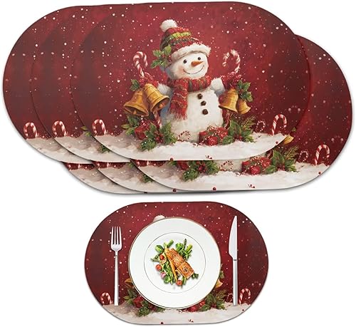 Miniatura 78 de Juego de 6 manteles individuales lavables para mesa de comedor, resistentes al calor, mesa de cocina, decoración del hogar, lavable, ovalada, de