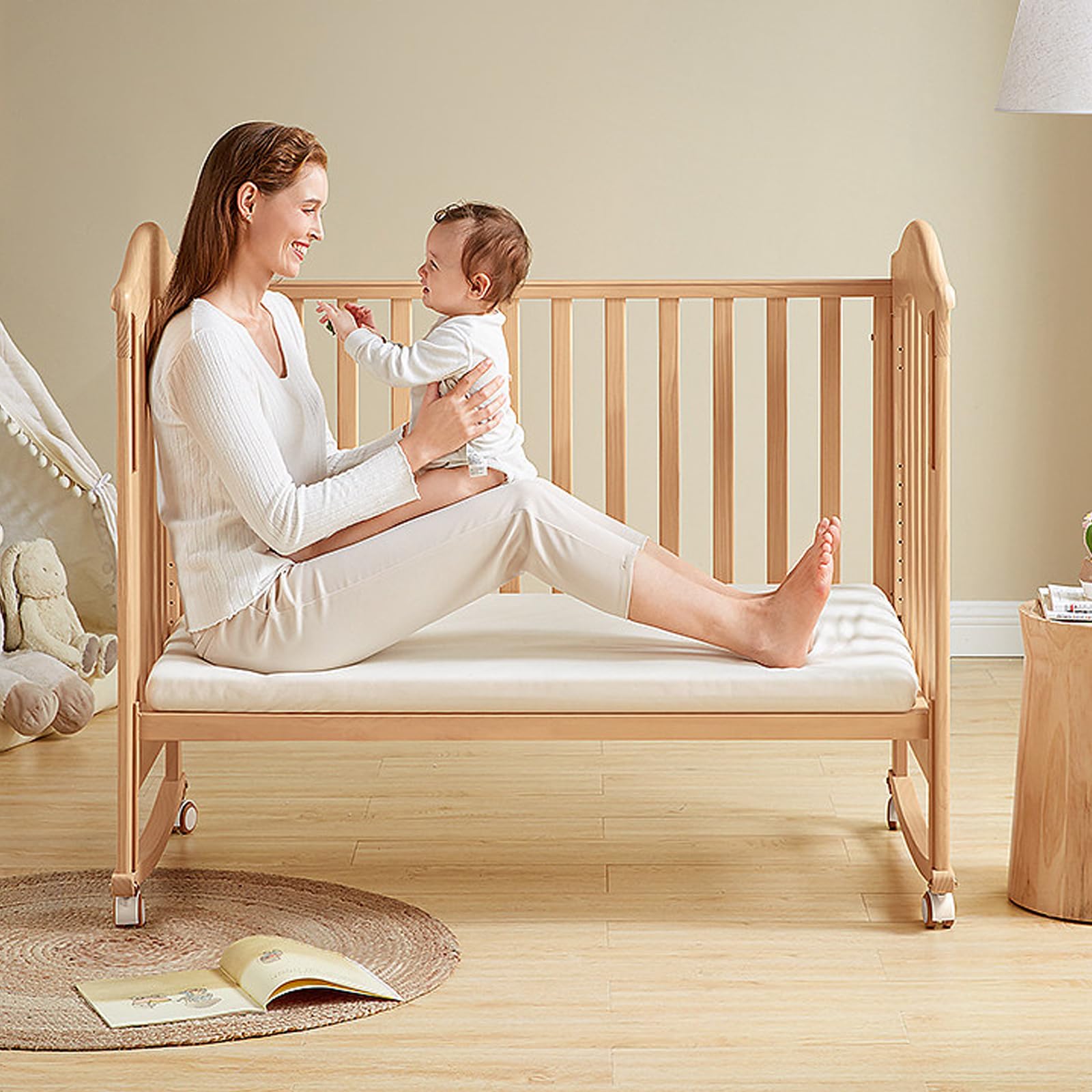 4 Pièces Roulettes pour Lits et Meubles d'Enfant, Convient pour Meubles et Poussettes d'Enfant (Blanc)