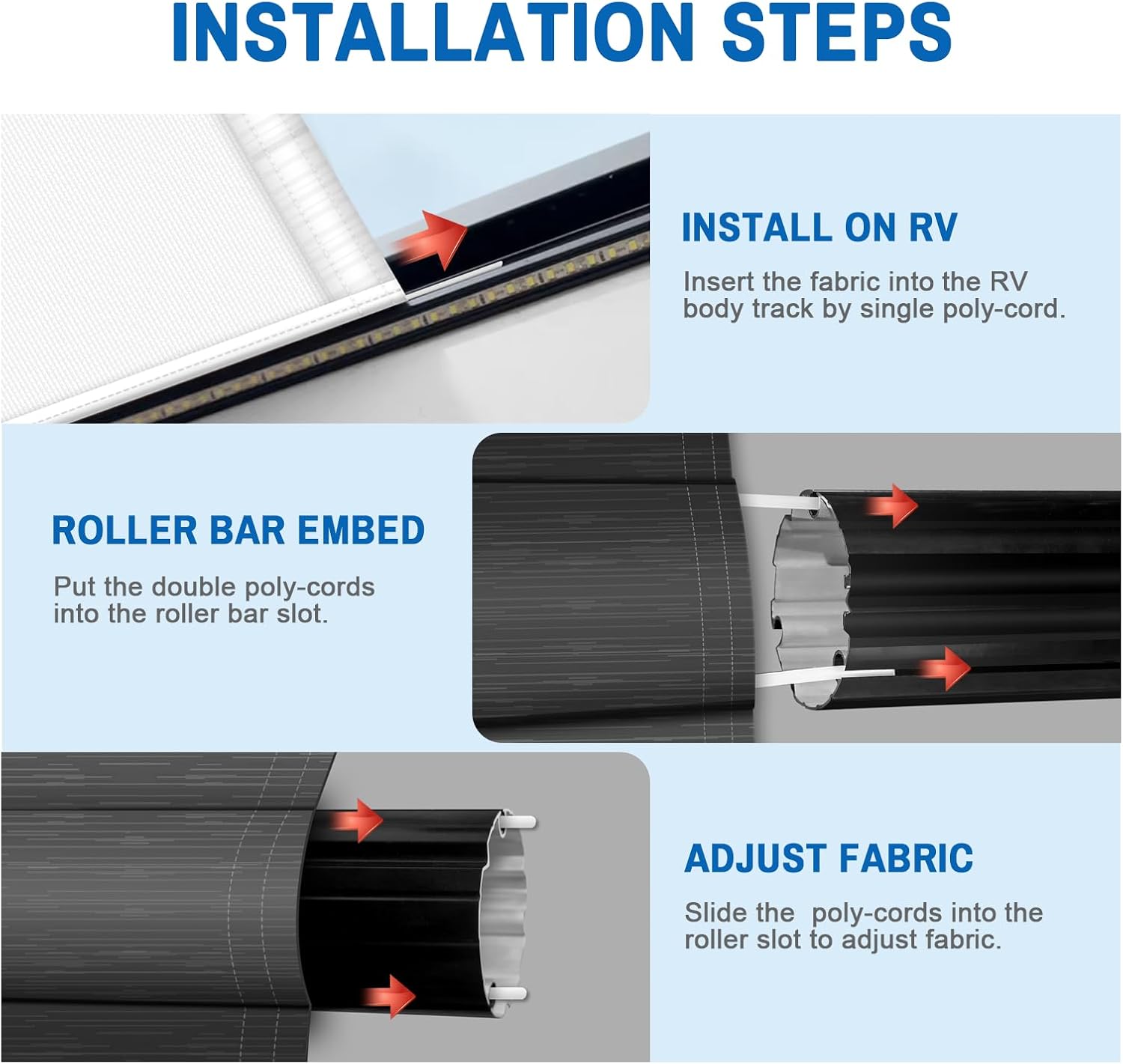 Dulepax RV Awning Fabric Replacement(16'2" Fabric) Heavy Duty 18.5oz Vinyl Camper Awning Replacement, UV-Resistant, Weatherproof Universal Fade Black Outdoor Canopy for RV, Motorhome, Trailer