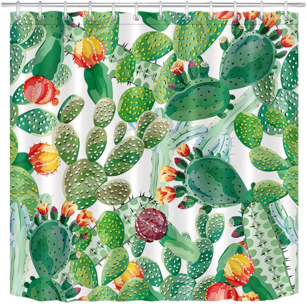 2019 new fashion Succulent Cactus Shower Curtain,Green