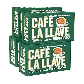 Café La Llave Espresso Ground Coffee, Dark Roast, 10 OZ, Pack of 4 | Ideal for Espresso Machine, Moka Pot and Drip Brewing, Easy-to-Brew Fine Ground Coffee, Bold Latin Espresso Flavor - Amazon product rated Grade B