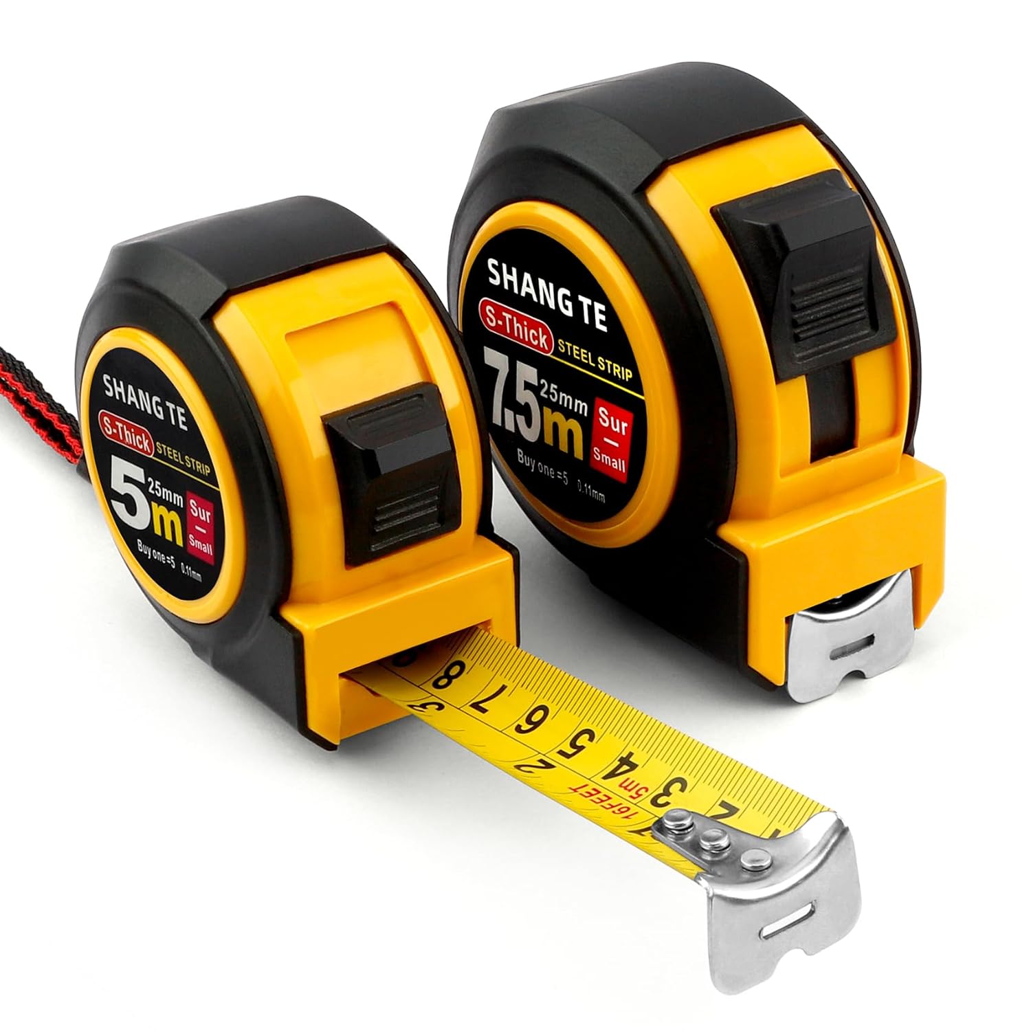 Tape Measure 25 Ft/16 Ft 2 Packs Steel Measurement With Fractions Easy Read Metric Self-Locking Retractable Body Measuring Cinta Metrica
