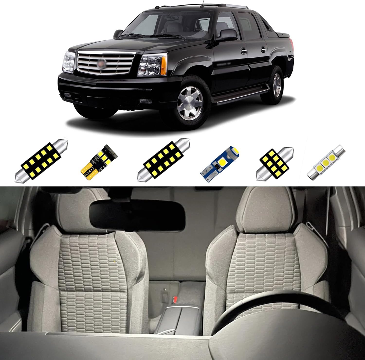 19PCS LED Car Accessories Interior Light Kit for 2002 2003 2004 2005 2006 Cadillac Escalade Super Bright 6000K White Interior LED Bulbs Package