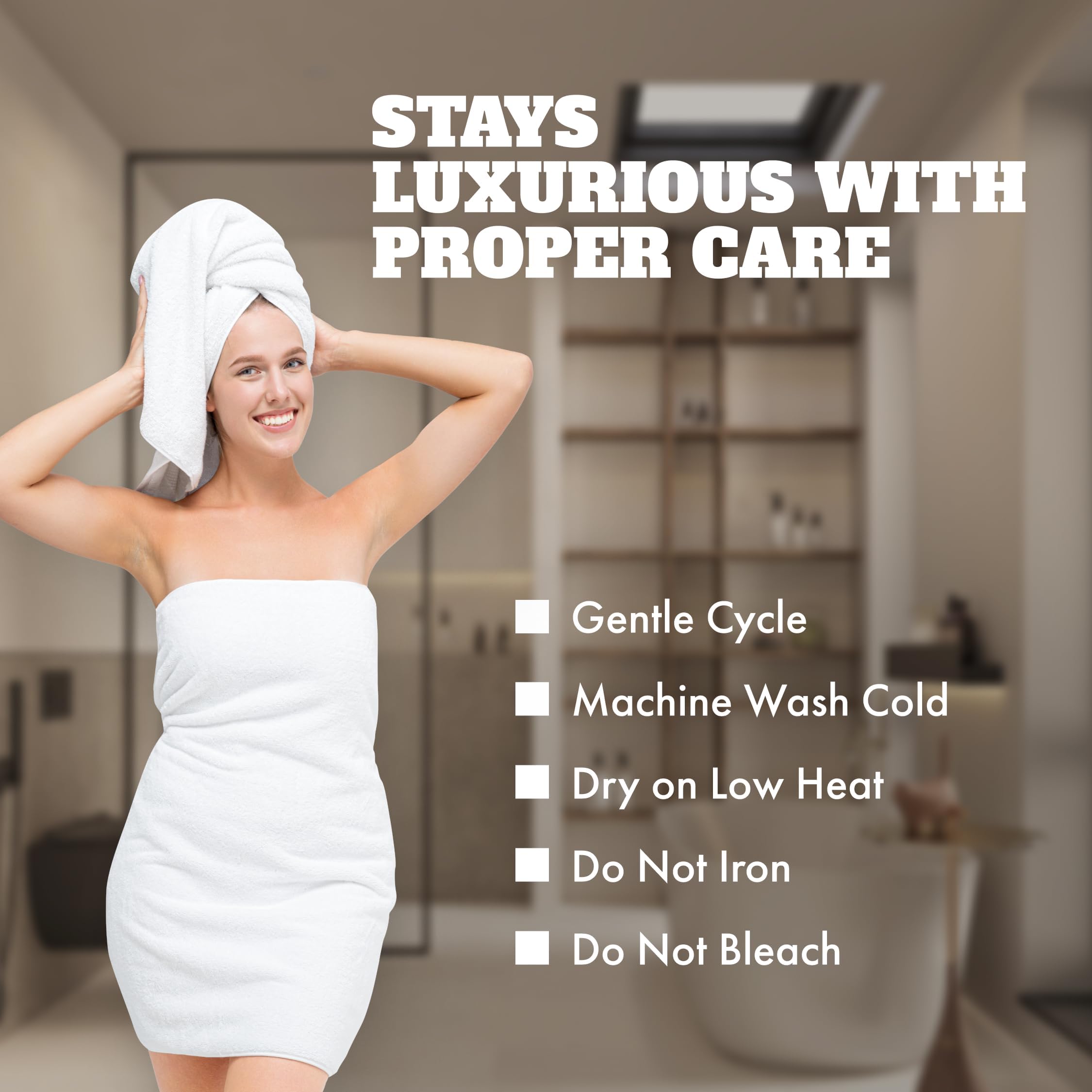 Classic Accessories WhiteClassic bawełniane ręczniki kąpielowe do hotelu-spa basenu-siłowni - łazienki - bardzo miękkie chłonne ręczniki z pierścieniami - 4 opakowania - białe - 68 x 130 cm (biały, 4)