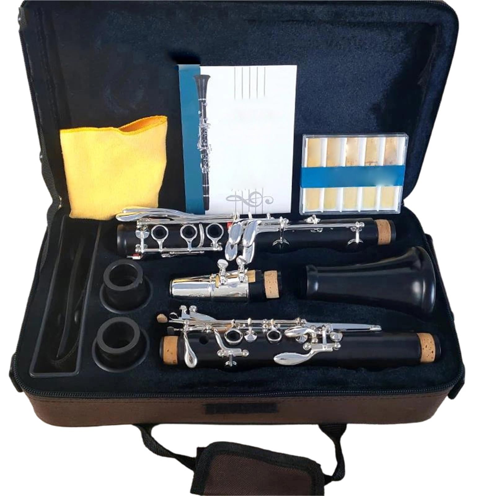 Clarinete De Ébano Profesional Tono Bb 17/18 Teclas Plateado Fácil Tocar(17 keys)