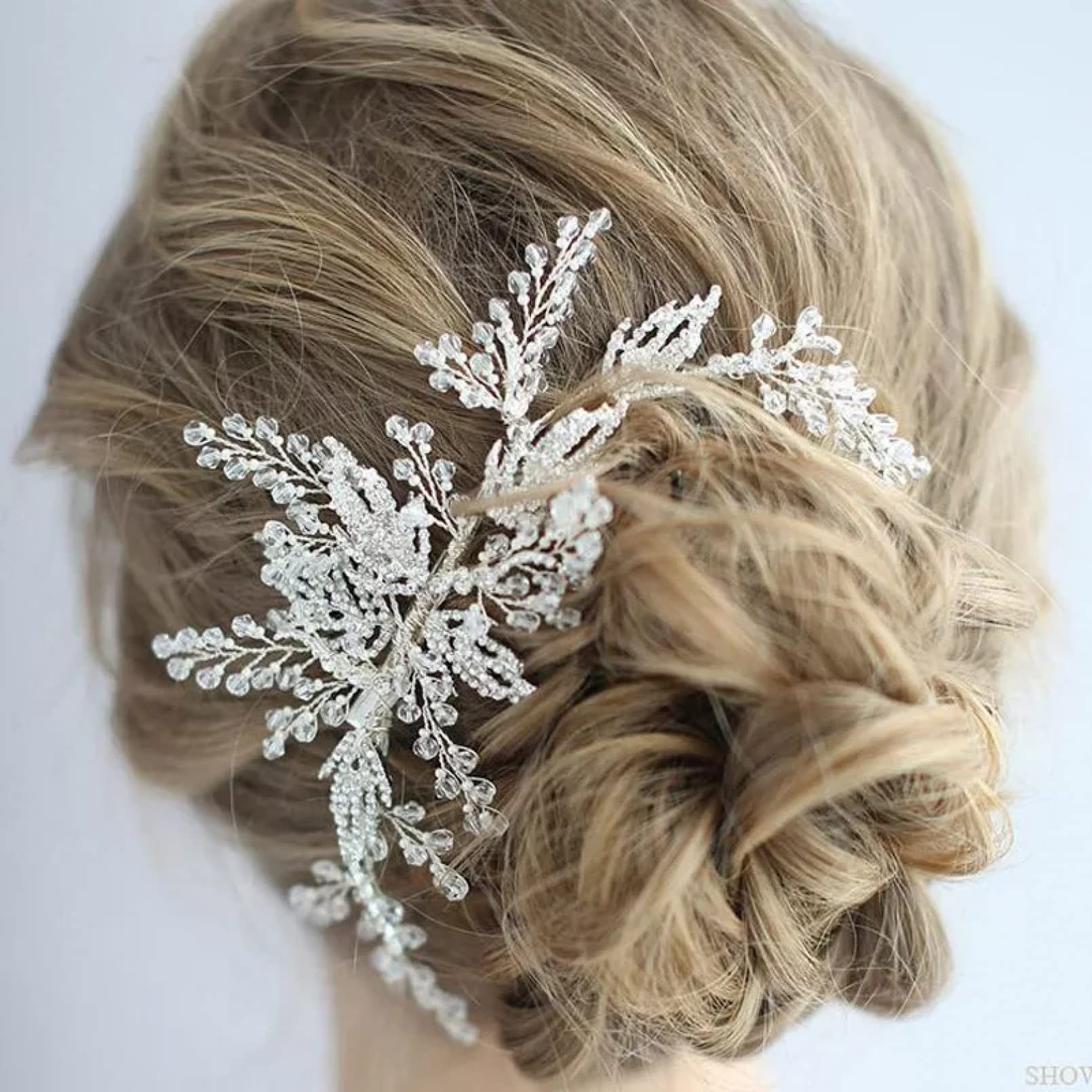 Emissione di WLLLTYCardNuova forcina per Capelli con Strass di Cristallo Argento, forcina per Capelli da Sposa, forcina per Capelli, Copricapo da Sposa